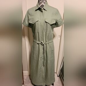 Rag & Bone Luna 100% Linen Shirtdress Sz‎ Small Sage Green